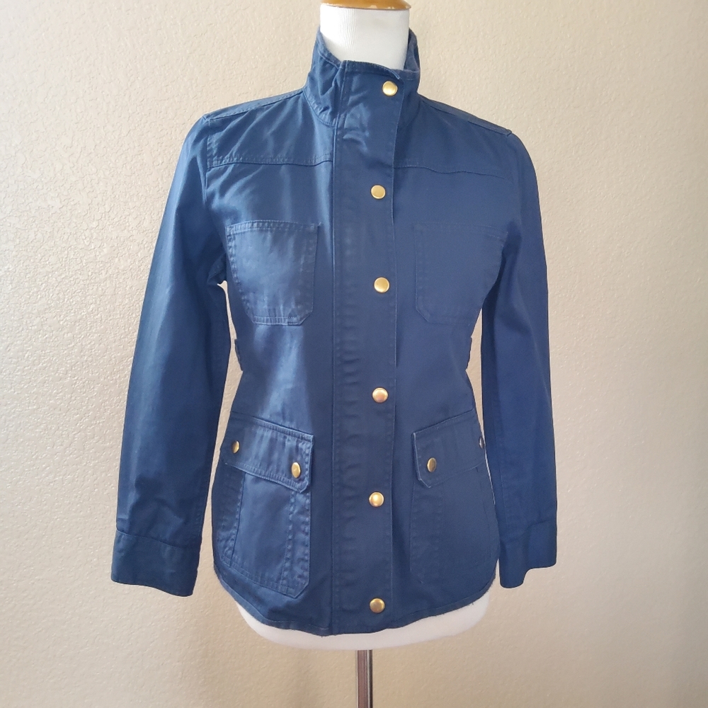 Laura Scott Utility Jacket Pockets Navy Blue SP